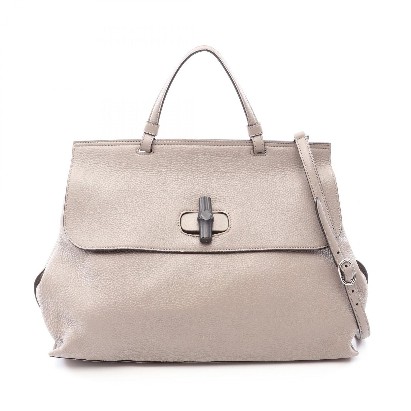 Gucci Bamboo Daily 2-Way Gray Black Leather Large Handbag