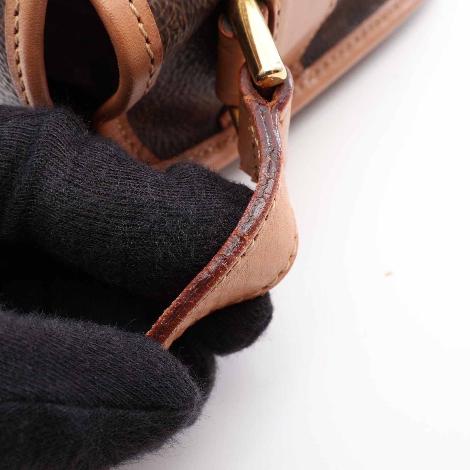 Celine Shoulder Bag Macadam Bag Dark Brown Beige Canvas Leather — view 8