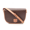Celine Shoulder Bag Macadam Bag Dark Brown Beige Canvas Leather