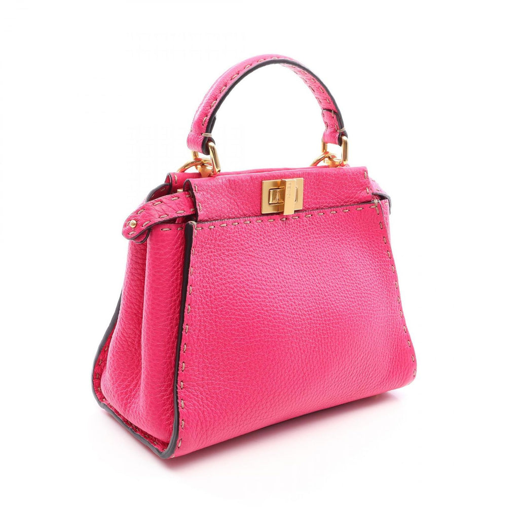 Fendi Mini Peekaboo 2-Way Pink Gray Leather Selleria Handbag — view 2