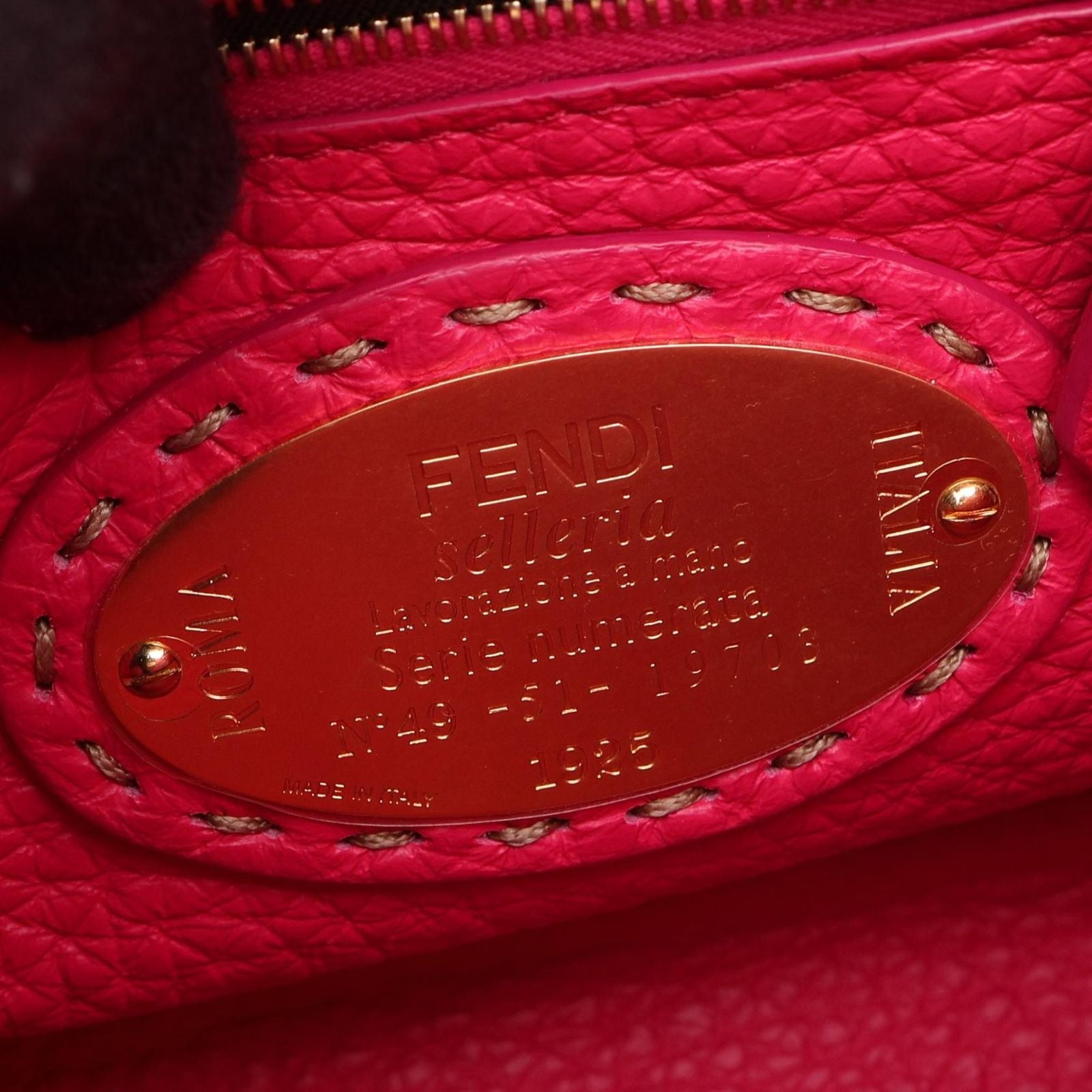 Fendi Mini Peekaboo 2-Way Pink Gray Leather Selleria Handbag — view 4