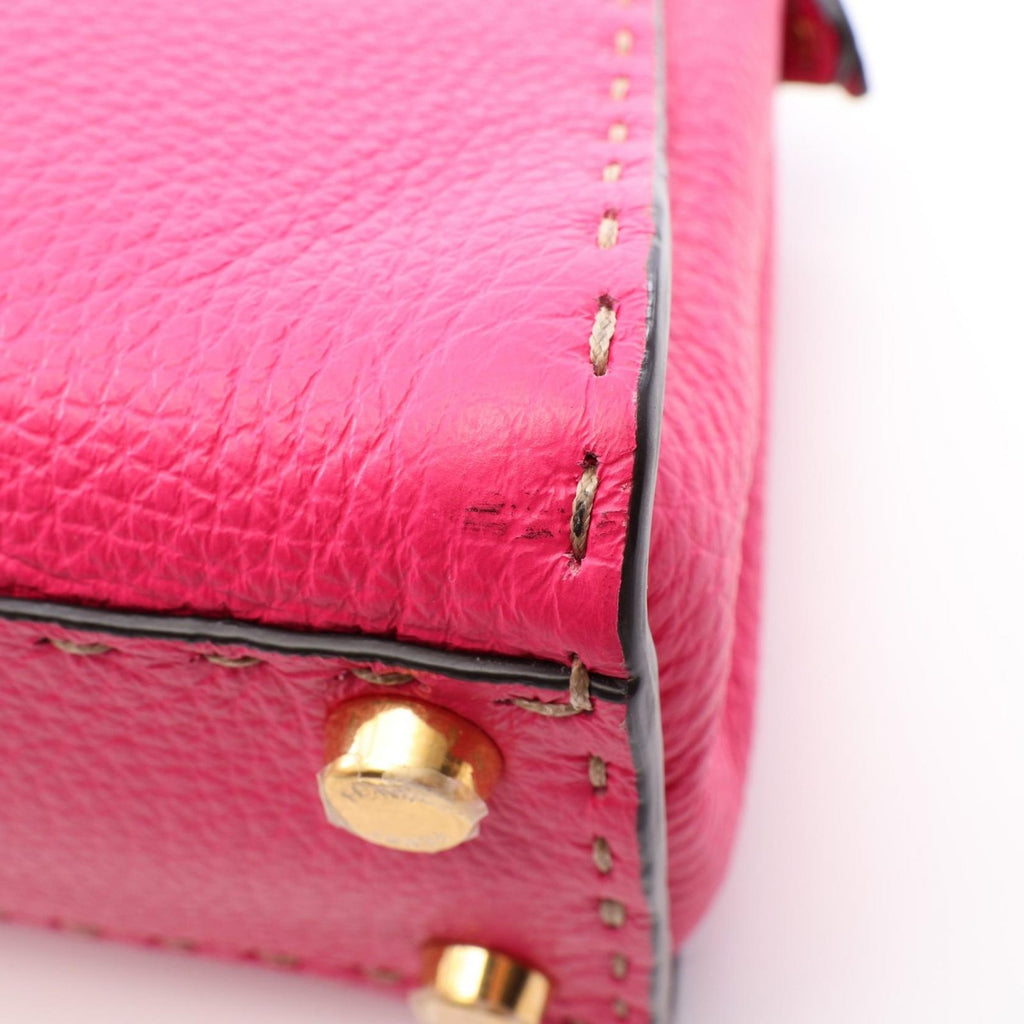 Fendi Mini Peekaboo 2-Way Pink Gray Leather Selleria Handbag — view 5