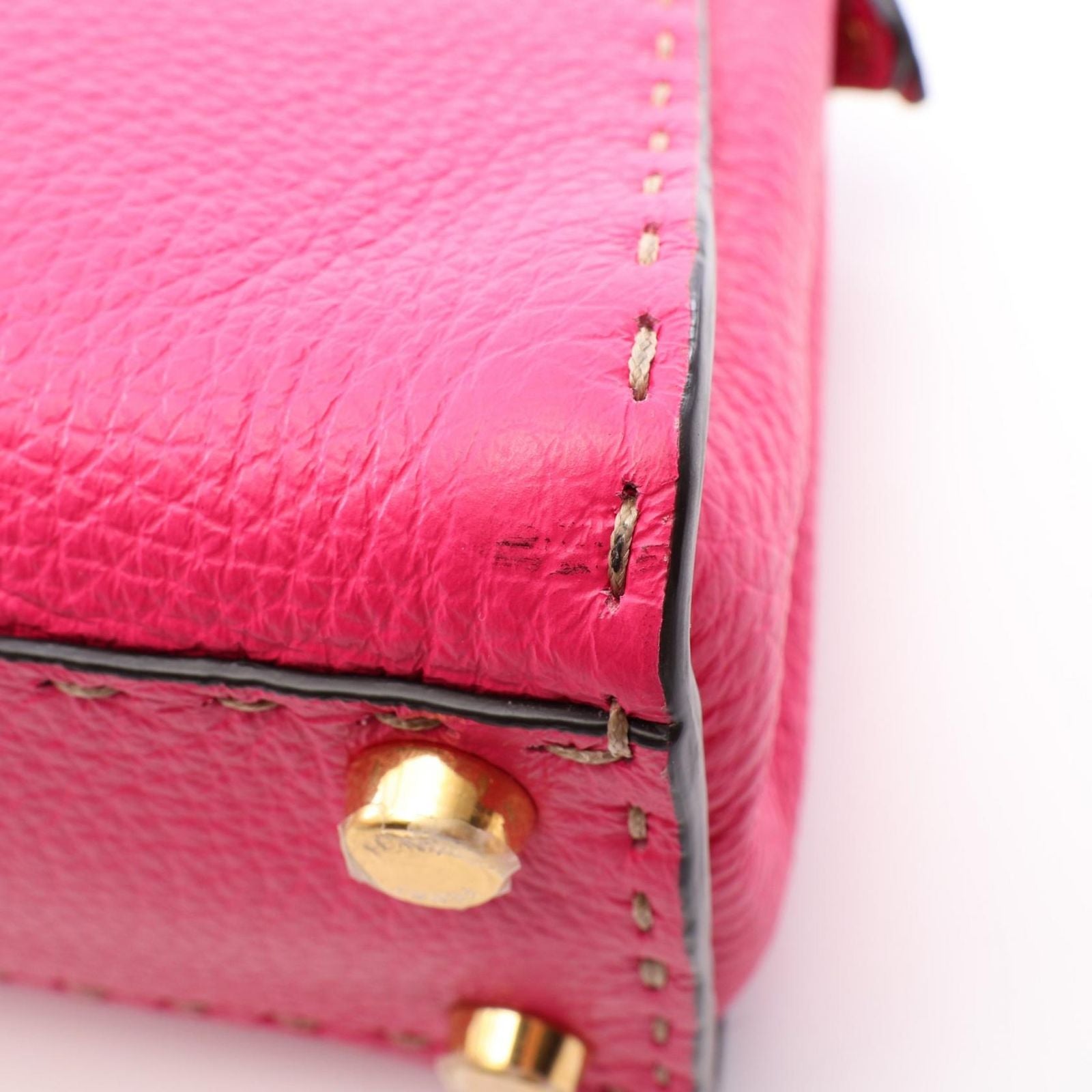 Fendi Mini Peekaboo 2-Way Pink Gray Leather Selleria Handbag — view 5