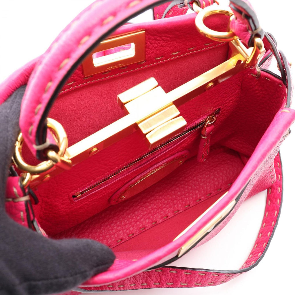Fendi Mini Peekaboo 2-Way Pink Gray Leather Selleria Handbag — view 3