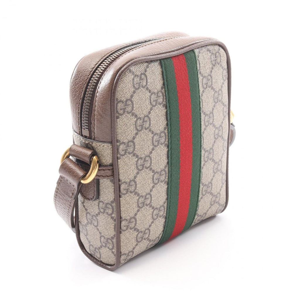 Gucci Shoulder Bag Ophidia GG Supreme Beige Brown Green Canvas Leather Small — view 2