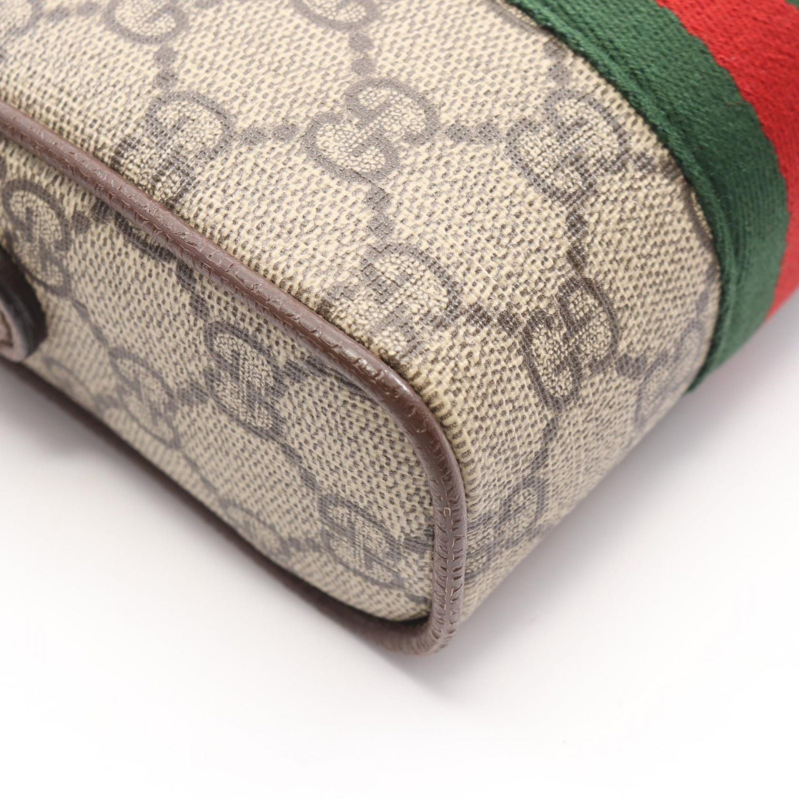 Gucci Shoulder Bag Ophidia GG Supreme Beige Brown Green Canvas Leather Small — view 6