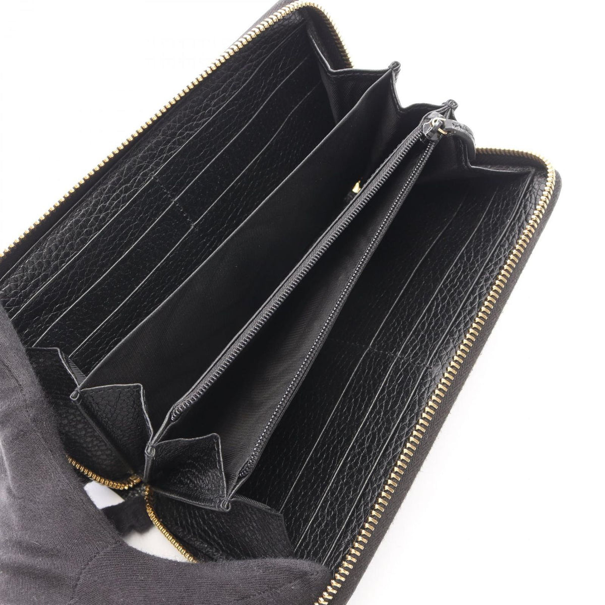 Gucci Round Length Wallet Petit Marmont GG Beige Brown Black Leather — view 3