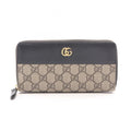 Gucci Round Length Wallet Petit Marmont GG Beige Brown Black Leather