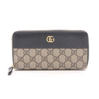 Gucci Round Length Wallet Petit Marmont GG Beige Brown Black Leather