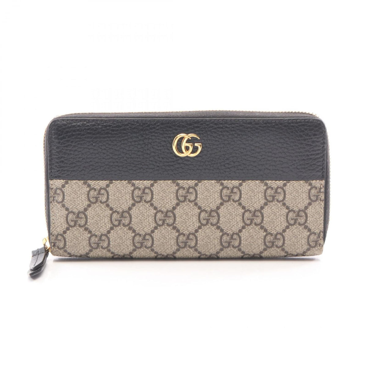 Gucci Round Length Wallet Petit Marmont GG Beige Brown Black Leather