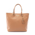 Prada Tote Bag Vitello Phenix Brown Leather Metal Logo 2-Way