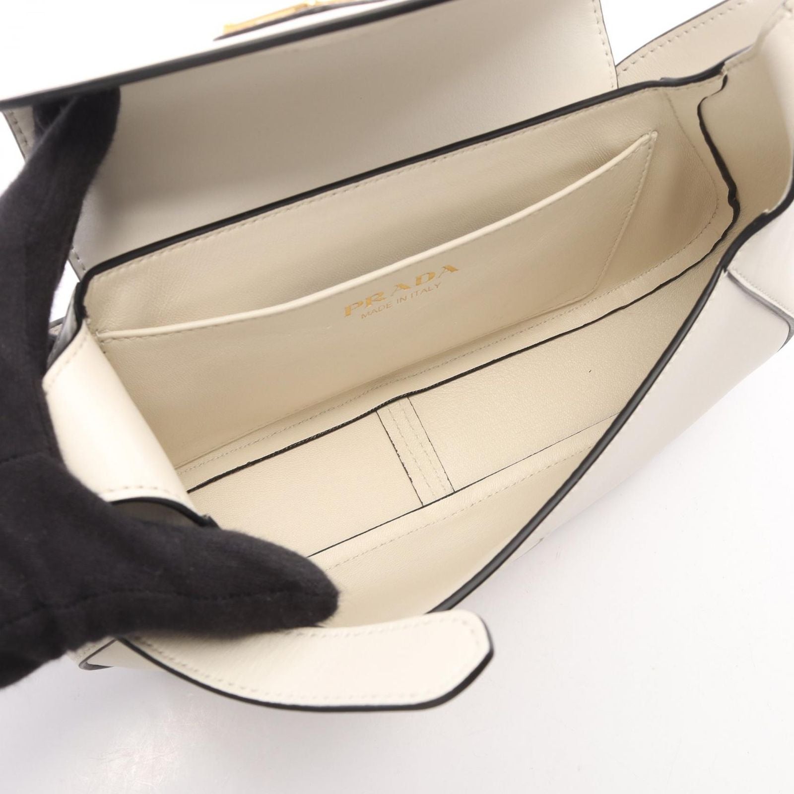 Prada Shoulder Bag Small White Leather — view 3