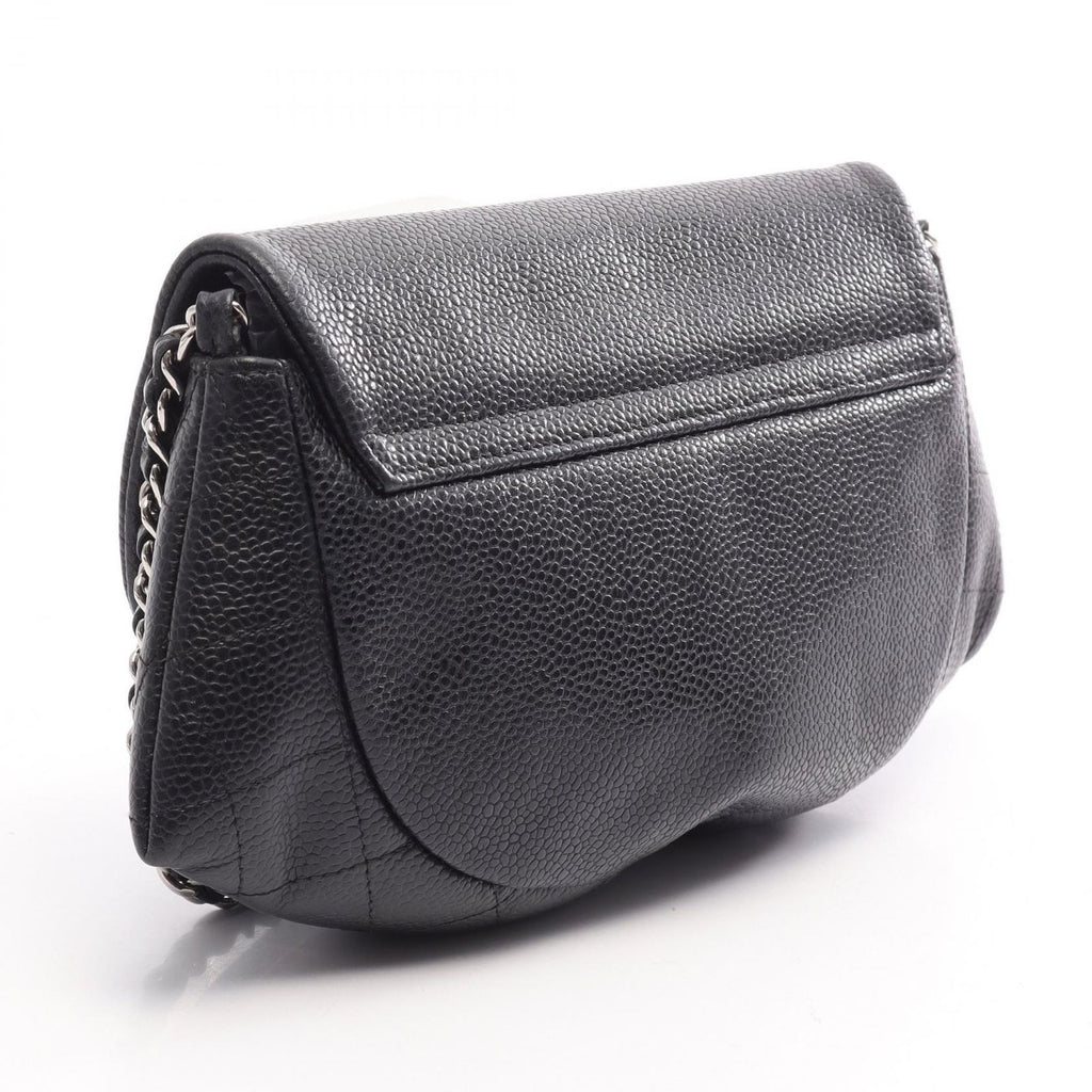 Chanel Shoulder Bag Half Moon CC Logo Black Caviar Leather CC Chain Wallet — view 2