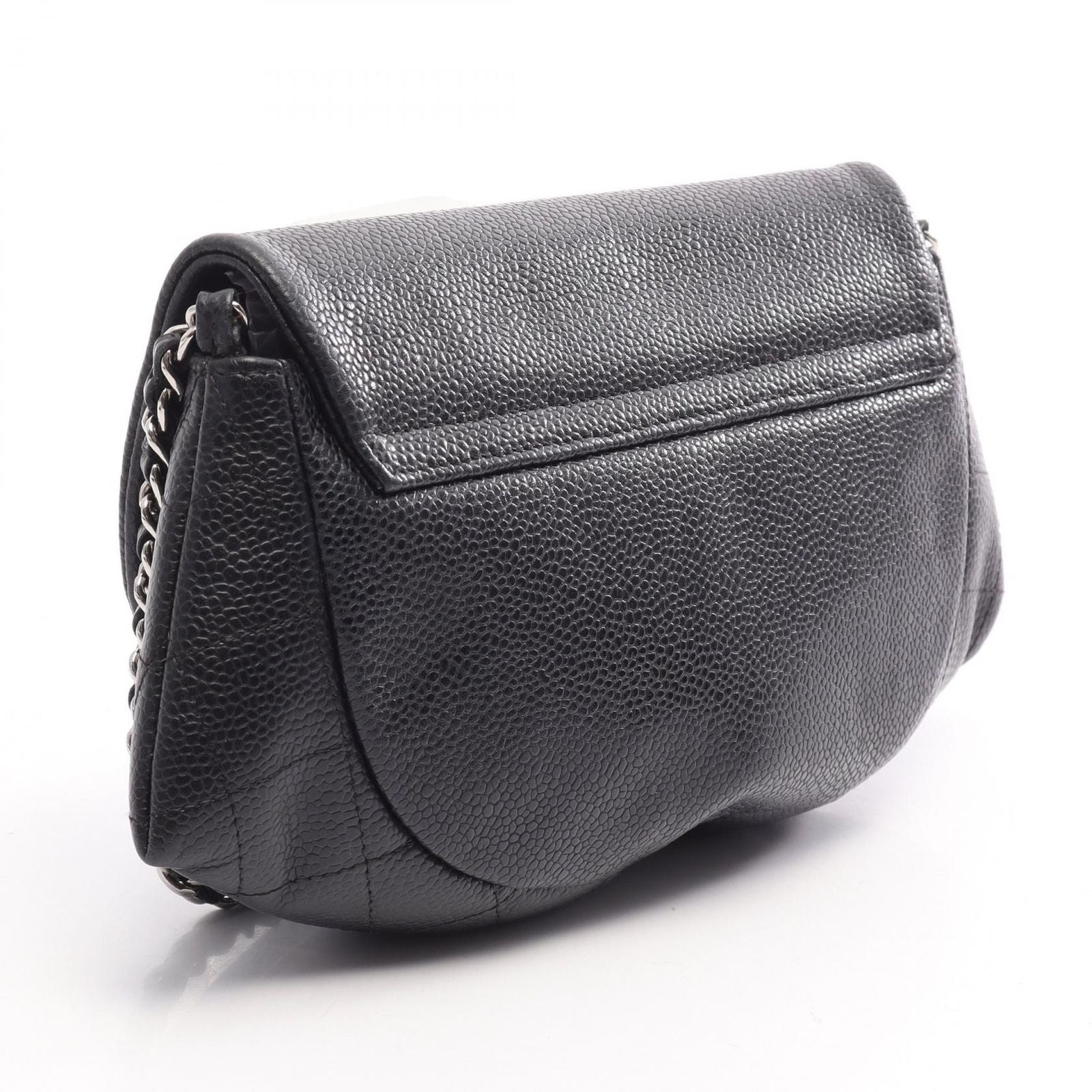 Chanel Shoulder Bag Half Moon CC Logo Black Caviar Leather CC Chain Wallet — view 2