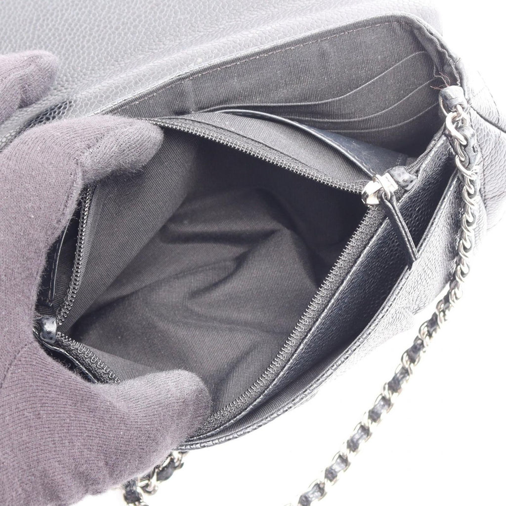 Chanel Shoulder Bag Half Moon CC Logo Black Caviar Leather CC Chain Wallet — view 4
