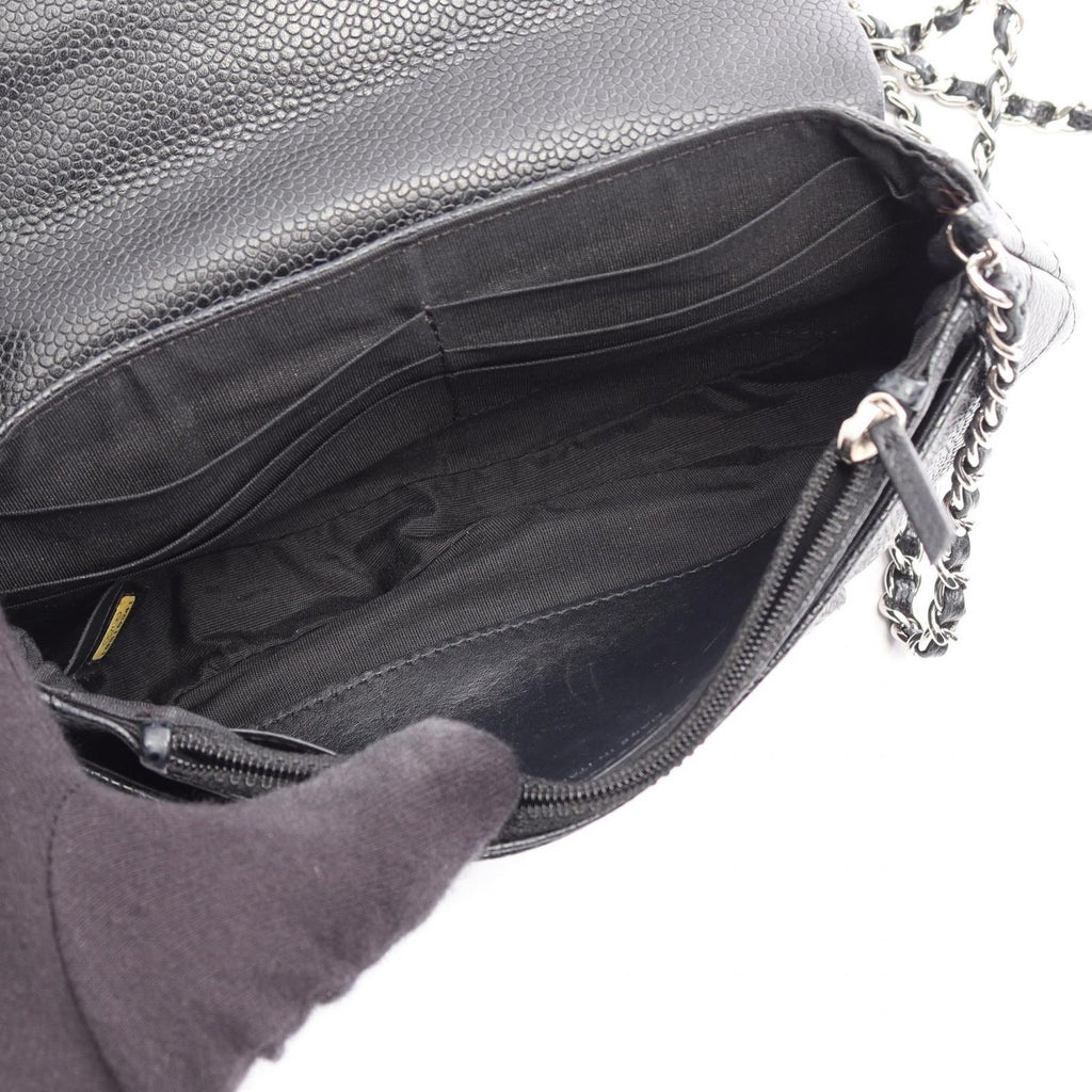 Chanel Shoulder Bag Half Moon CC Logo Black Caviar Leather CC Chain Wallet — view 3