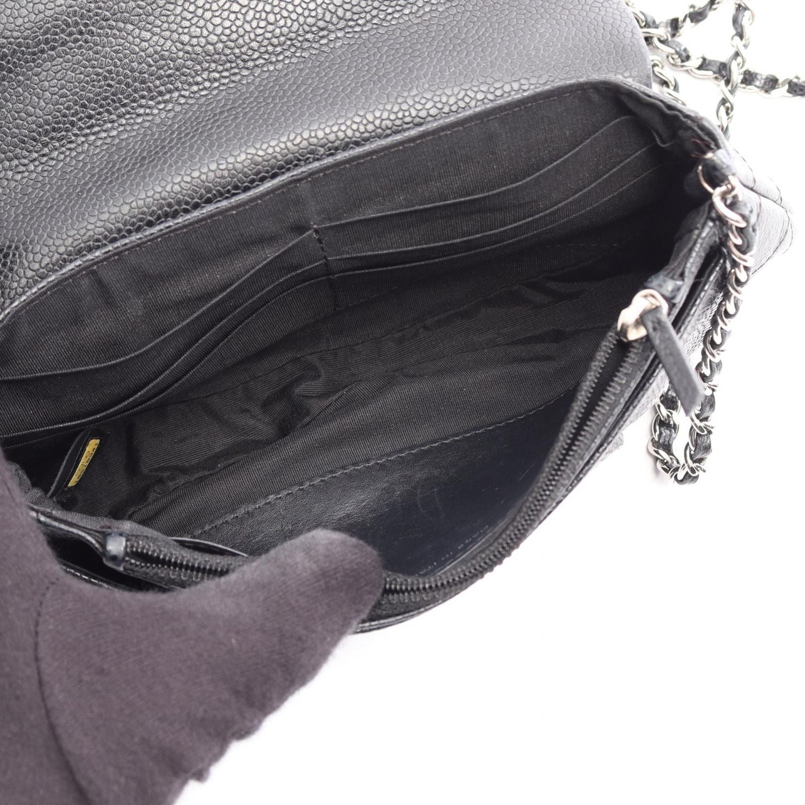 Chanel Shoulder Bag Half Moon CC Logo Black Caviar Leather CC Chain Wallet — view 3