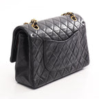 Chanel Shoulder Bag Quilted Double Flap Black Lambskin Chain — view 2