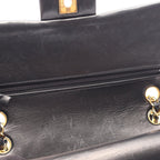 Chanel Shoulder Bag Quilted Double Flap Black Lambskin Chain — view 7
