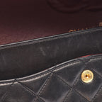 Chanel Shoulder Bag Quilted Double Flap Black Lambskin Chain — view 6