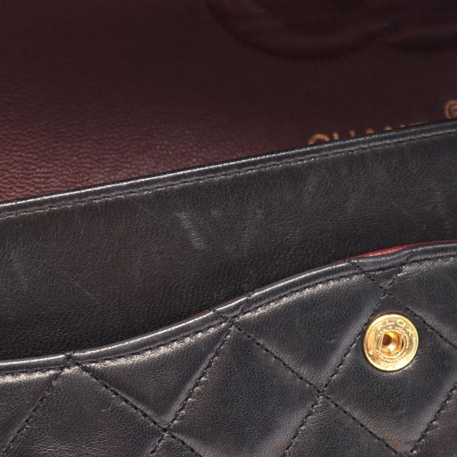 Chanel Shoulder Bag Quilted Double Flap Black Lambskin Chain — view 6