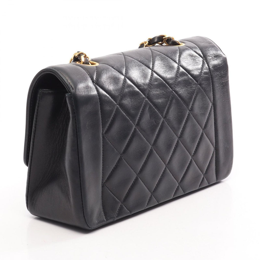 Chanel Shoulder Bag Quilted Diana Flap Black Lambskin Chain — view 2