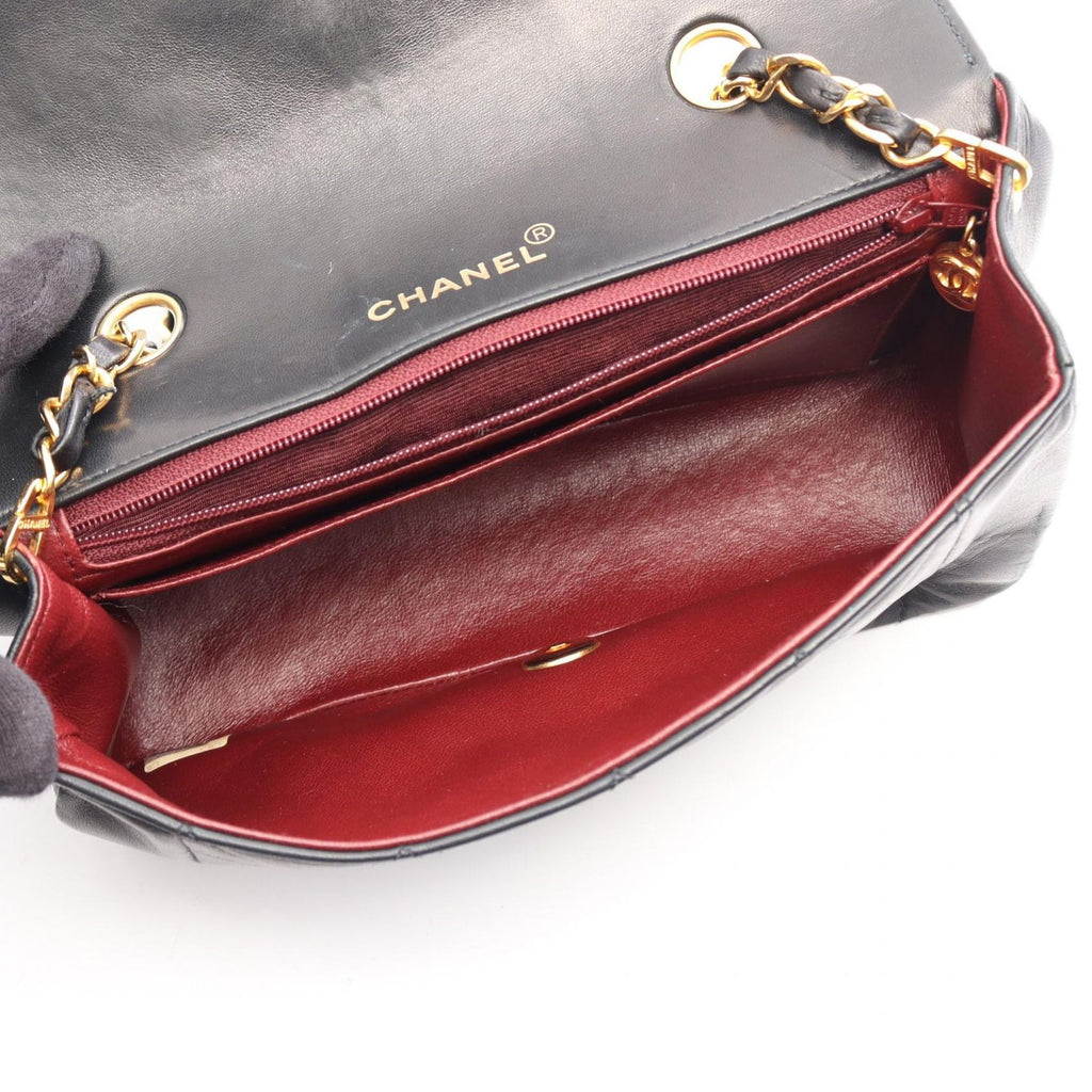 Chanel Shoulder Bag Quilted Diana Flap Black Lambskin Chain — view 3