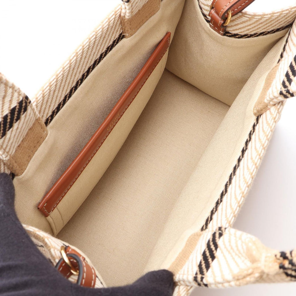 Celine Tote Bag Small Cabas Thais 2-Way Beige Ivory Canvas Leather — view 3