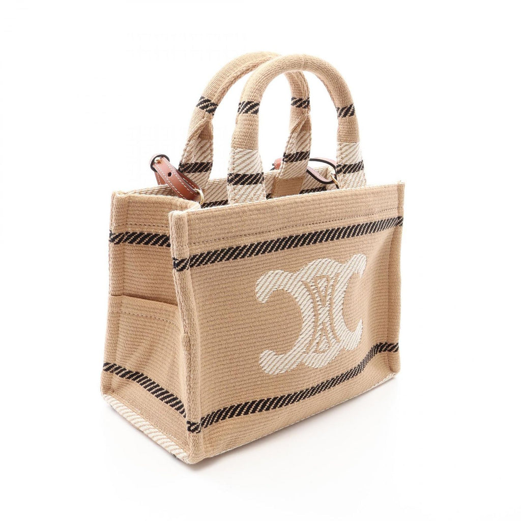 Celine Tote Bag Small Cabas Thais 2-Way Beige Ivory Canvas Leather — view 2