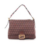 Fendi Shoulder Bag Mamma Bucket Zucchino Bordeaux Beige Black Canvas Leather