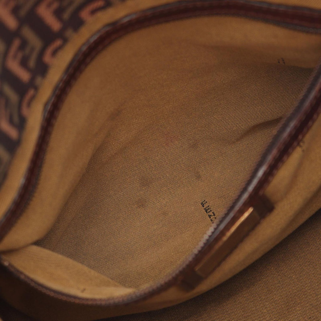 Fendi Shoulder Bag Mamma Bucket Zucchino Bordeaux Beige Black Canvas Leather — view 5