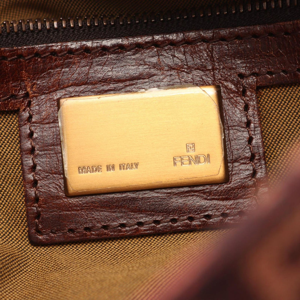 Fendi Shoulder Bag Mamma Bucket Zucchino Bordeaux Beige Black Canvas Leather — view 4