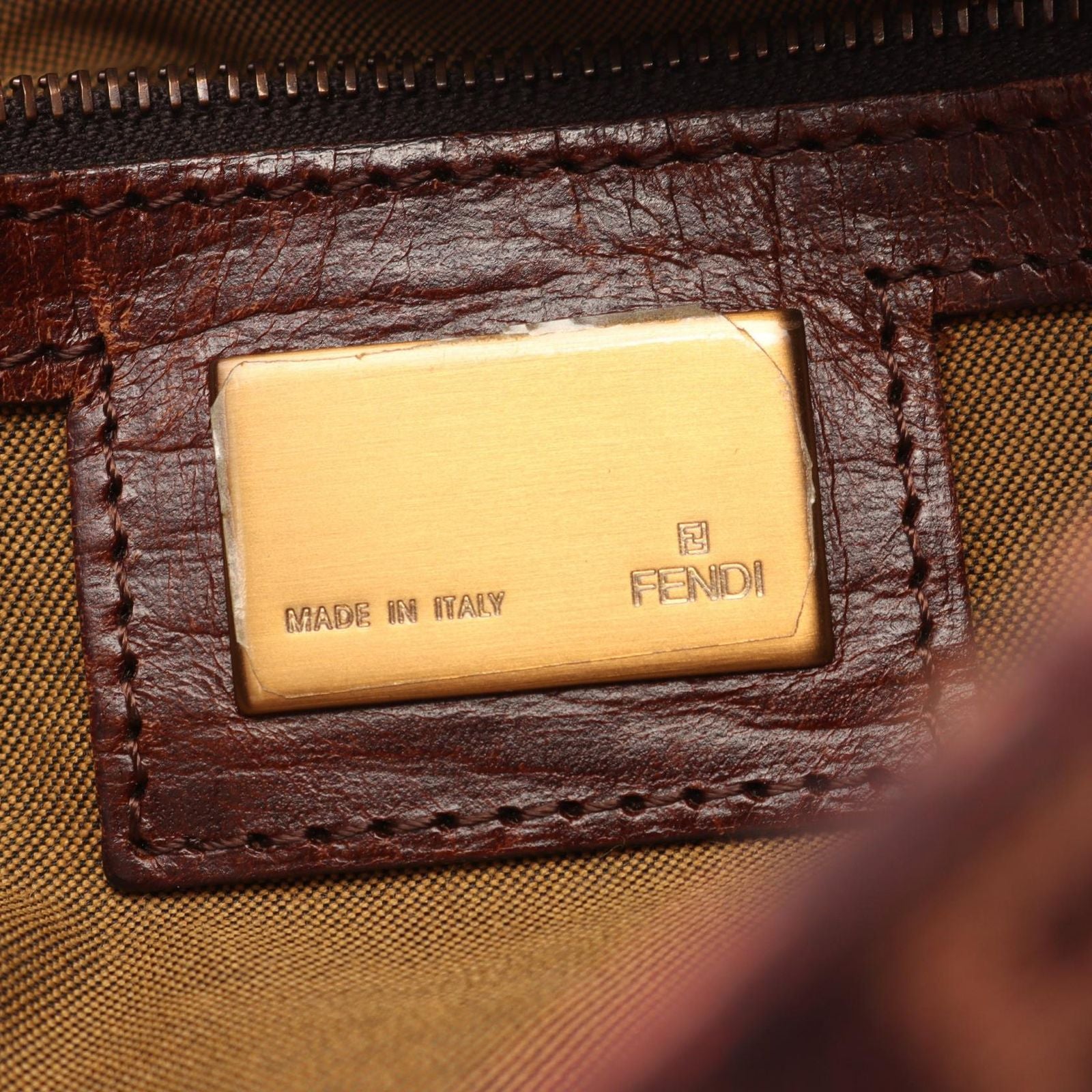 Fendi Shoulder Bag Mamma Bucket Zucchino Bordeaux Beige Black Canvas Leather — view 4