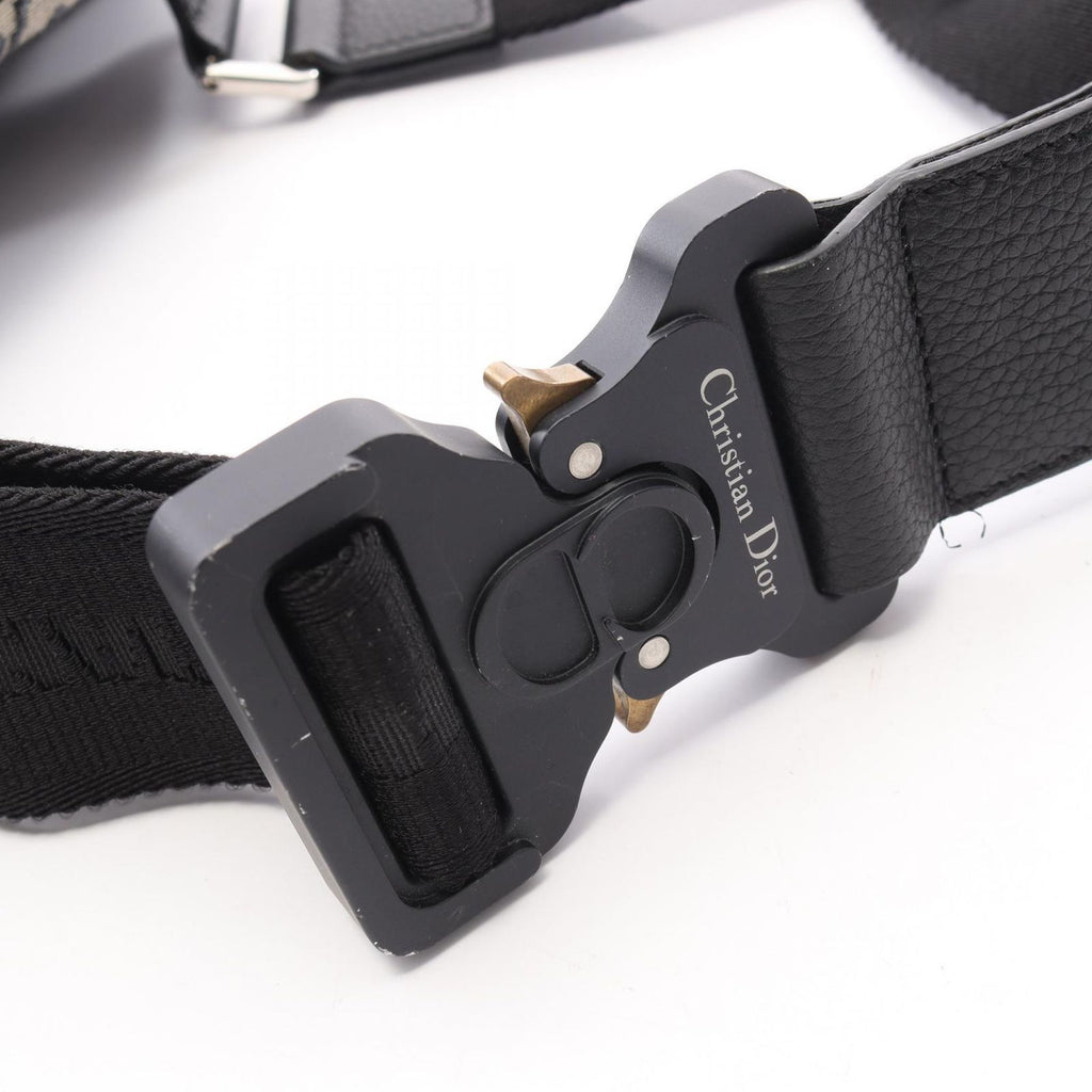 Dior Waist Bag Saddle Oblique Jacquard Ivory Navy Black Canvas Leather — view 7