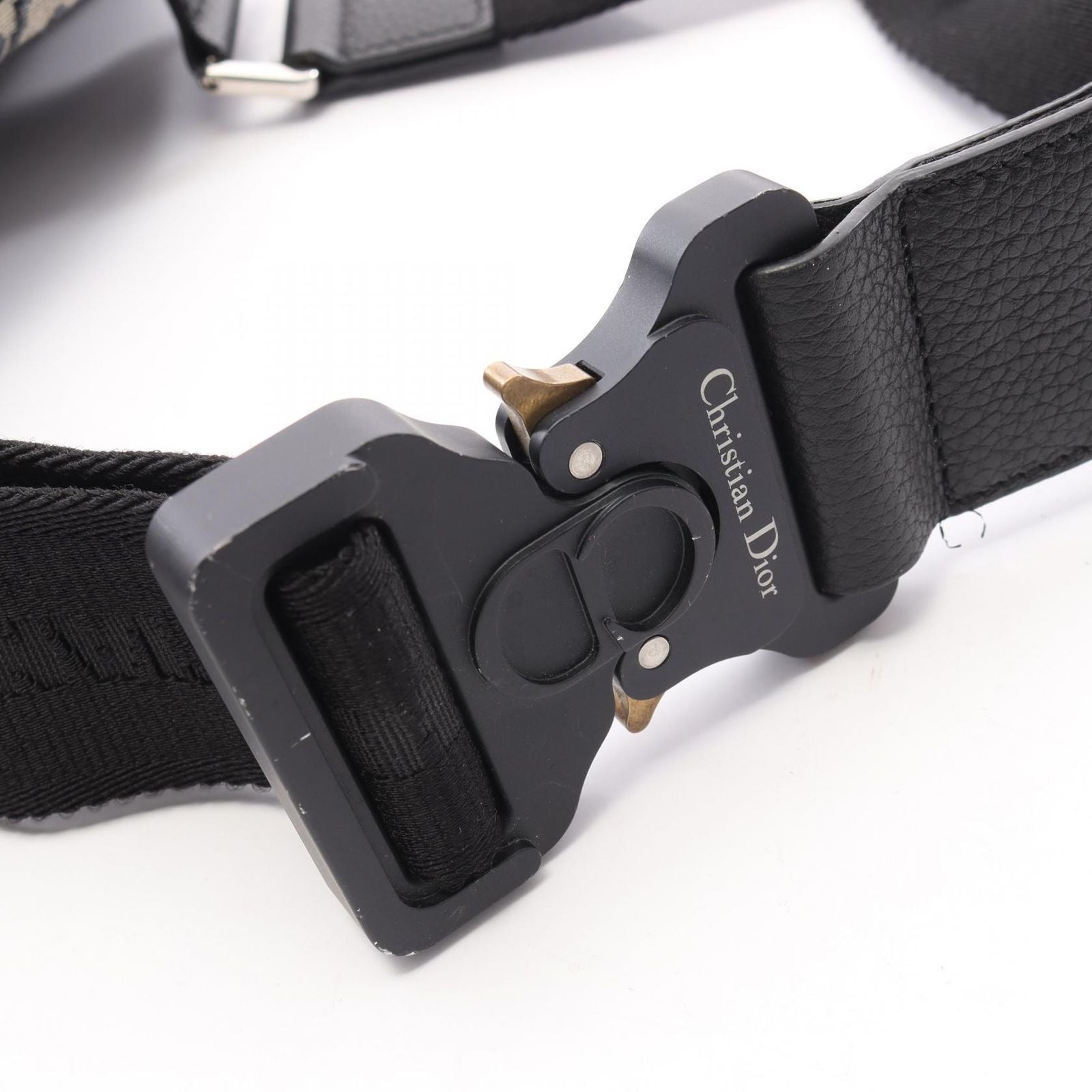 Dior Waist Bag Saddle Oblique Jacquard Ivory Navy Black Canvas Leather — view 7