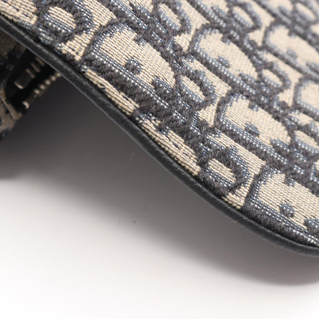 Dior Waist Bag Saddle Oblique Jacquard Ivory Navy Black Canvas Leather — view 6