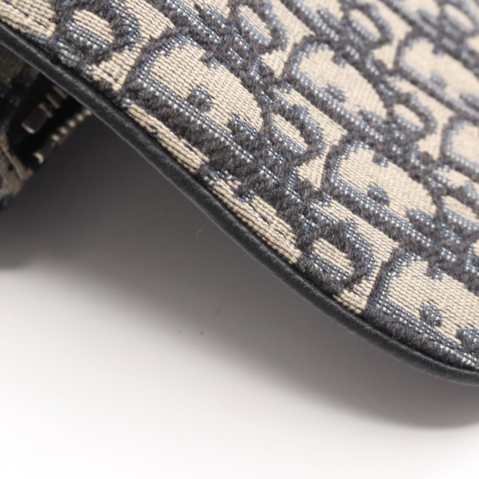 Dior Waist Bag Saddle Oblique Jacquard Ivory Navy Black Canvas Leather — view 6