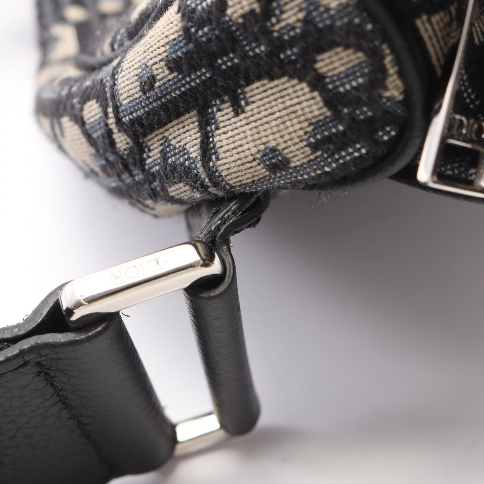 Dior Waist Bag Saddle Oblique Jacquard Ivory Navy Black Canvas Leather — view 8