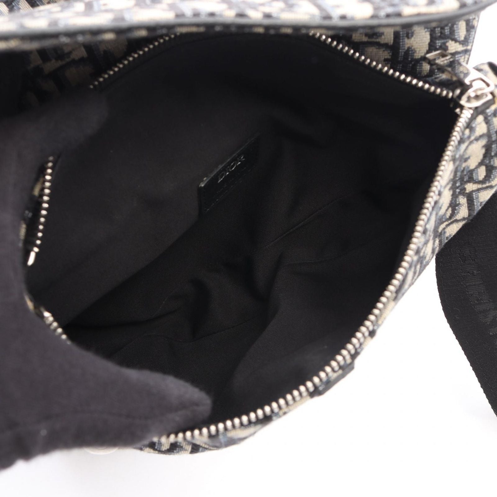 Dior Waist Bag Saddle Oblique Jacquard Ivory Navy Black Canvas Leather — view 3