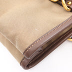 Prada Logo Jacquard 2-Way Beige Brown Canvas Leather Tote Bag — view 7
