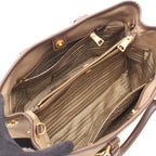 Prada Logo Jacquard 2-Way Beige Brown Canvas Leather Tote Bag — view 3