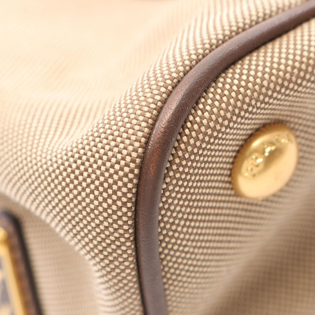 Prada Logo Jacquard 2-Way Beige Brown Canvas Leather Tote Bag — view 5