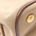 Prada Logo Jacquard 2-Way Beige Brown Canvas Leather Tote Bag — view 5