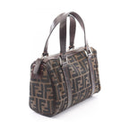 Fendi Zucca Brown Black Canvas Leather Mini Boston Bag — view 2