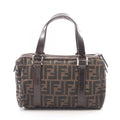 Fendi Zucca Brown Black Canvas Leather Mini Boston Bag