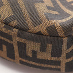 Fendi Shoulder Bag Zucca Brown Black Canvas Leather Handle — view 7