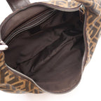 Fendi Shoulder Bag Zucca Brown Black Canvas Leather Handle — view 3