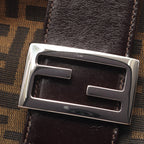 Fendi Shoulder Bag Zucca Brown Black Canvas Leather Handle — view 8