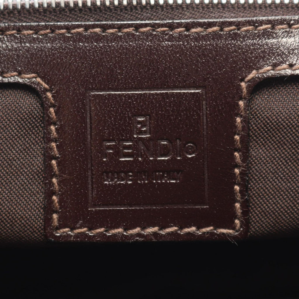 Fendi Shoulder Bag Zucca Brown Black Canvas Leather Handle — view 4