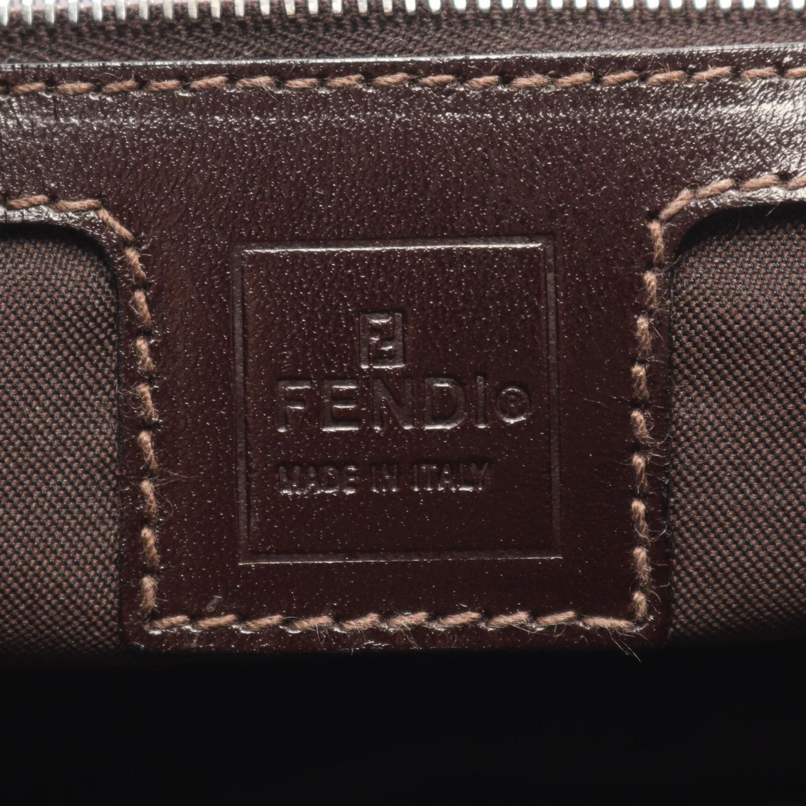 Fendi Shoulder Bag Zucca Brown Black Canvas Leather Handle — view 4
